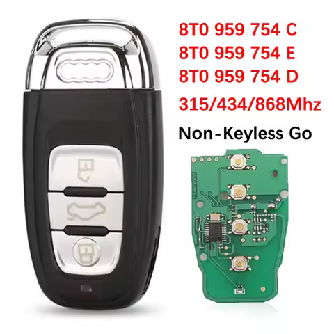 CN008020 Aftermarket 3 Button Car Smart Card Key For A-udi A4 S4 A5 S5 Q5 Remote PCF7945A 315/434/86