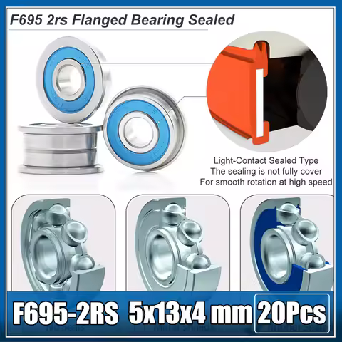 F695 2rs Flanged Bearing 5x13x4 mm, Blue Sealed Precision A9 3D Printer F695rs Bearings for VORON Be