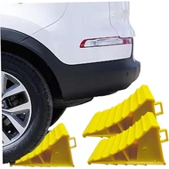 2Pcs Heavy Duty Plastic Wheel Chocks 6x4x4 Inch Non-Slip Car Tyre Stoppers with Handles, Portable Sa