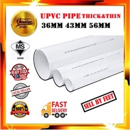 (Sell by Feet)Sirim UPVC Hydroponic Pipe / Underground Pvc Pipe White /  Upvc Paip Putih 36mm 43mm 5