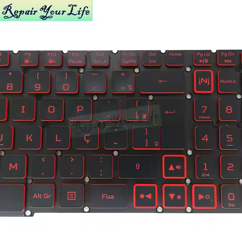 PT-BR Brazil Portuguese Backlit Keyboard For Acer Nitro 5 N18C3 N18C4 AN515-54 43 44 AN517-51 52 AN7