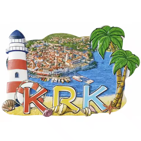 3D Krk Island Croatia Fridge Magnet Gift Souvenir Resin Refrigerator Magnetic Sticker Collection Hom