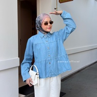 KEMEJA Cantiqu Crop Top Jeans Shirt Numala Long SleeveWanita