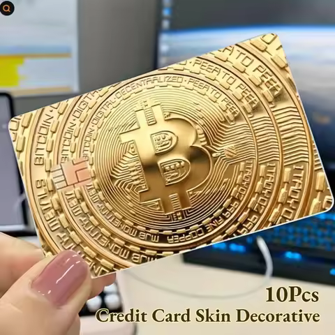 10Pcs Gold Color for Coin Bitcoin Series Decorative Credit Card Skin Protection Card Sticker Creativ