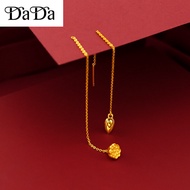 Original 999k gold earrings, two generations Huan lotus flower ear line, Sha Jin Zhou's same style l