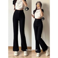 High-waisted 2-button flared pants - Retrostyle - Q501_P0K31