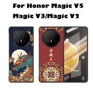 MagicV5 Casing Case For Honor Magic V5 Magic V3 Magic V2 Magic V Customized Auspicious Dragon PU Lea