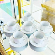 YE07-cangkir sango keramik putih/ cangkir putih lish emas merk sango /