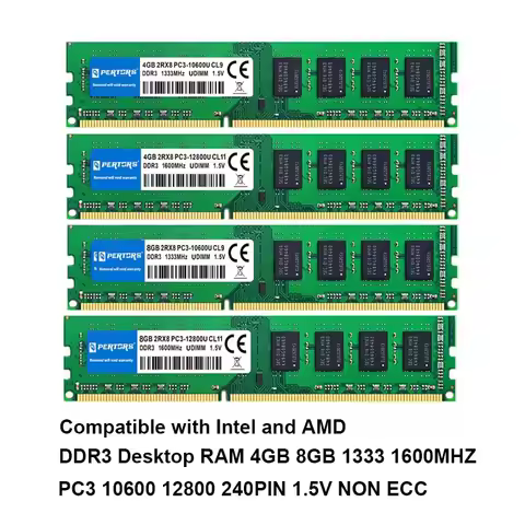 Q-PERTORS DDR3 4GB 8GB RAM 1333MHz 1600MHz DIMM RAM 240 pin 1.5V NON ECC Compatible avec les process