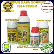 PUPUK ORGANIK KOMPLIT [ isi 4 macam ] NASA PUSAT PUPUK TANAMAN BUNGA / PUPUK PERANGSANG BUAH TIMUN BORATE / POC NASA 500 -  POWER NUTRISI - SUPER NASA - HORMONIK / PUPUK NPK / PUPUK SAWIT TERBAIK NASA / PUPUK PERANGSANG BUAH KOPI PETE PISANG PETE PEPAYA