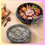 25Pcs Round Sushi Box Sushi Tray with Lid Sushi Packaging Box with Transparent Lids Sushi Plate Food