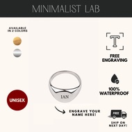 MINIMALIST LAB Stainless Steel Emerson Engravable Signet Ring [FREE ENGRAVING] | Cincin Signet Ukir 