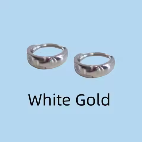 GOLDtutu 14K White Pure Gold Gold Hoop Earrings for Women, AU585, Summer Jewelry, Small Earrings, Tr