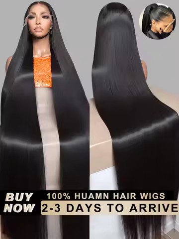 220 Density 40 44 Inch13x6 HD Bone Straight Lace Frontal Human Hair Wigs Brazilian Black 360 Full La