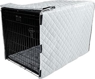 4Knines Kennel Cover, Water Resistant Pet Crate Protector, Quilted (Grey, 48")