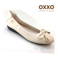 OXXO รองเท้าคัทชูส้นแบน รองเท้าแฟชั่น ทรงหัวมน ใส่เล่น ใส่ทำงาน หนังpuนุ่ม พี้นนิ่ม น้ำหนักเบา ใส่กระชับเพราะด้านข้างเป็นยางยืด X82025