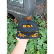 Vintage Kona Hawaii USA Trucker Hat Snapback Cap Black Gold Leaf