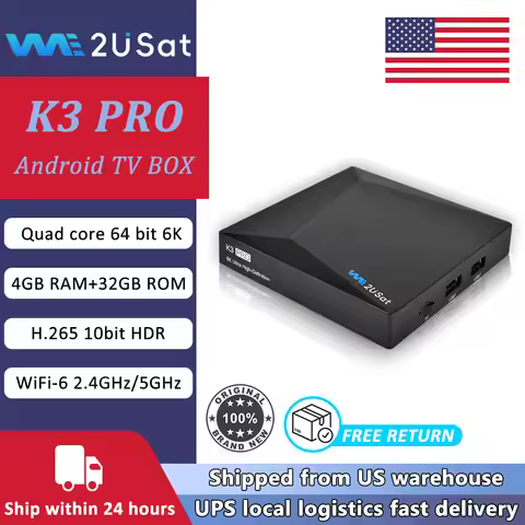 We2uSat K3 PRO Quad Core 6K UHD H.265 HDR Android Smart Home TV BOX 4+32GB Wifi6 BT5 Media Player Bu