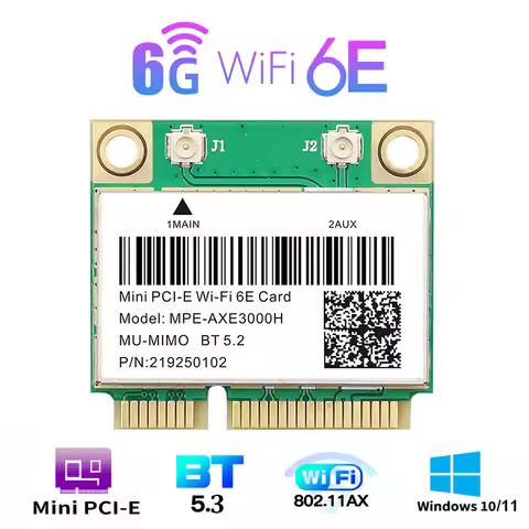 WiFi 6E AX210HMW Bluetooth 5.3 Mini PCI-E Wifi Card For AX210 5374Mbps 802.11ax 2.4G/5G/6G WiFi 6 AX