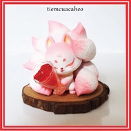 Fox Doll Model, 9-Tailed Rose Fox, Couplebag, Mythical Nine-Tailed Fox Gumiho Statue, Decoration, Gi