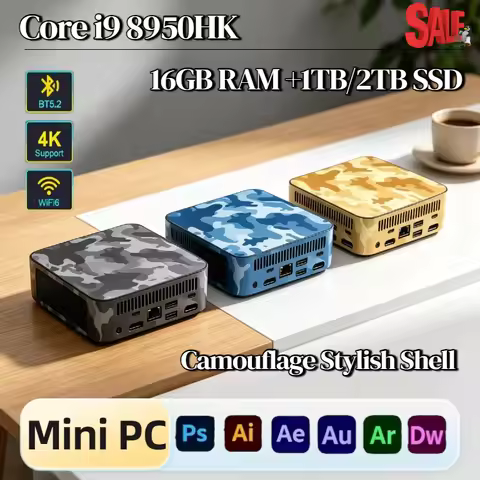 Portable Intel Core i9 8950HK Mini Pocket PC 16GB RAM 1TB 2TB SSD WiFi6 BT5.2 4K Resolution Office D