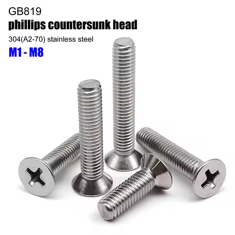 M1 M1.2 M1.4 M1.6 M2 M2.5 M3 M3.5 M4 M5 M6 M8 Cross Phillips Flat Countersunk Head Screw Bolt A2-70 