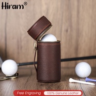 Hiram Cowhide Leather 3 Slots Golf Balls Holder Storage Golf Balls Protable Waist Case
