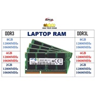 LAPTOP | RAM | MAMURI DDR 3 | DDR3L|RAM 8Gb/4GB,|2GB 12800,10600,1333mhz USED For Laptop | Notebook