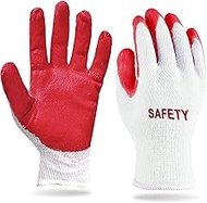 STIX-ON SAFETY Non-Slip Red Palm Work Gloves -Red Coated Latex– Nitrile Rubber Heavy Duty-Multifunctional Working Gloves