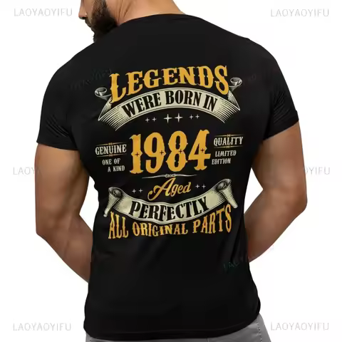Vintage 1984 41th Birthday Unisex T-Shirt Retro Gift Idea Classic Front Back Print Apparel for Men W