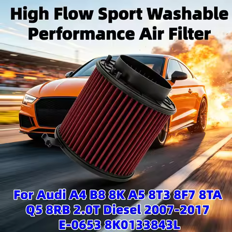 High Flow Sport Washable Performance Air Filter For Audi A4 B8 8K A5 8T3 8F7 8TA Q5 8RB 2.0T Diesel 