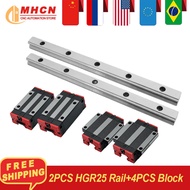 MHCN 2 pcs HGR25 200-500mm Linear Rails+ 4 pcs ordinary/Steel HGH25CA/HGW25CC Carriages for CNC Rout