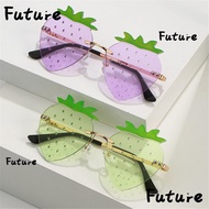 FUTURE Rimless Sun Glasses, Halloween Costume Street Snap Strawberry Sunglasses, Fashion Metal Y2K S