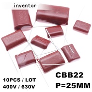 10pcs CBB22  CBB polypropylene film capacitor 400V 630V 25MM 335J 105J 155J 225J