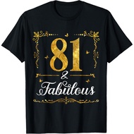 Men's cotton T-shirt 81 & And Fabulous Vintage 81 Years Old 81st Birthday Girl T-Shirt Vintage T-shi