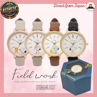 [Fieldwork] Women's Watch Analog Snoopy Leather Strap 2-Layer Watch G Black PNT-048-4