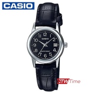 ส่งฟรี !! Casio Standard นาฬิกาข้อมือผู้หญิง สายหนัง รุ่น LTP-V002L-1BUDF - หน้าดำ