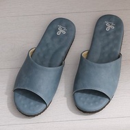 【維諾妮卡】舒適減壓 優質乳膠室內皮拖鞋-深藍
