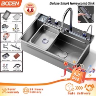 Boden【Deluxe】304 Stainless Steel Sink Honeycomb Sink Kitchen Sink Piano keys Multifunction Waterfall