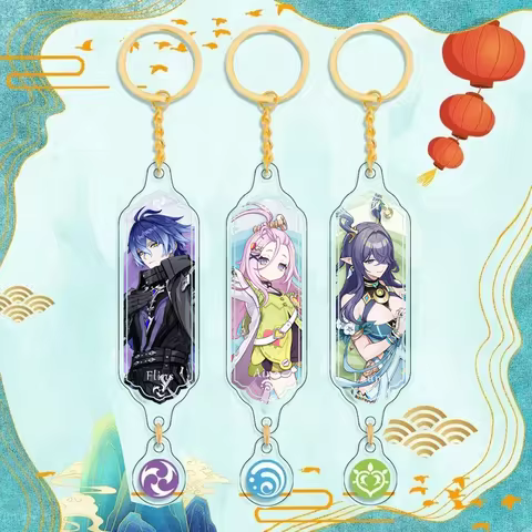 Anime Keychain Aino Neuvillette Lauma Flins Ineffa Key Chain Accessories Cute Bag Pendant Key Ring F