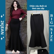 Bigsize fishtail skirt 55kg-90kg, elastic waist, high quality umi material, thick and elastic, fashi