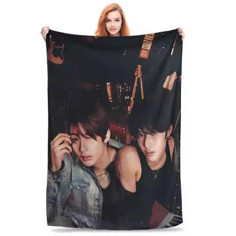 Flannel Throw Blanket RIIZE Wonbin & Anton Warm Plush Blankets Soft Bedspread for Bed Living room Ho