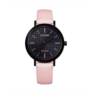 [Original] Citizen EM0765-01E Eco-Drive Black Analog Pink Leather Ladies Solar Watch