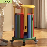 Trendy Stackable Solid Wood Stool Dopamine Color Round Stool Home Stackable Stool Stacking Coffee Ta