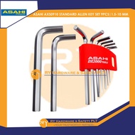 ASAHI AXS0910 STANDARD ALLEN KEY SET 9PCS|1.5-10 MM| 9 SET BIASA KUNCI ALLEN