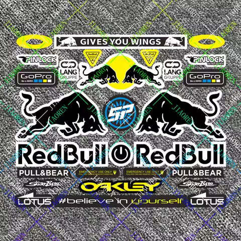 Christmas Halloween Red Bull Sticker F1 Car Decal Tank Helmet Logo
