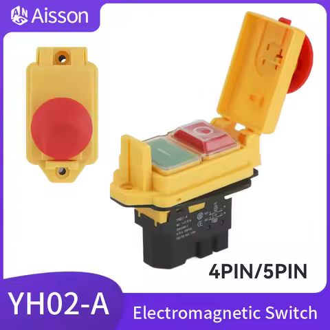 YH02-A YH01-A Electromagnetic Switch 110V 8A 220V 15A 4PIN 5PIN Starter Push Button for Machine Tool