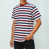 IEBE J1BO8017 Striped Shirt Maroon Navy White