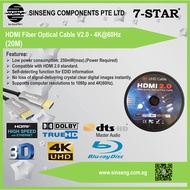 20M Fiber HDMI Cable 2.0b With Built-in Chipset Active Optical Cable, Support 4K@60Hz 4:4:4/HDR/18Gbps/3D/ARC/HDCP2.2