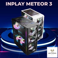 INPLAY Meteor 03 - White/Black Tempered Glass ATX Case Gaming Computer Case PC Case